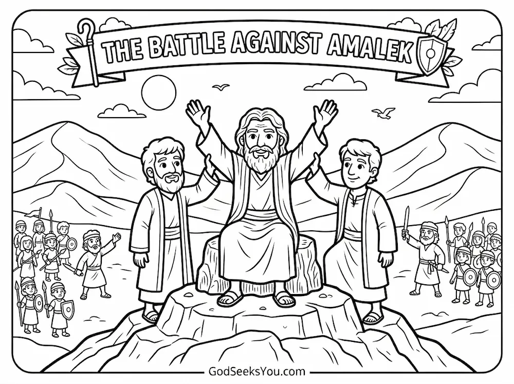 The Battle Against Amalek — free printable Bible coloring page