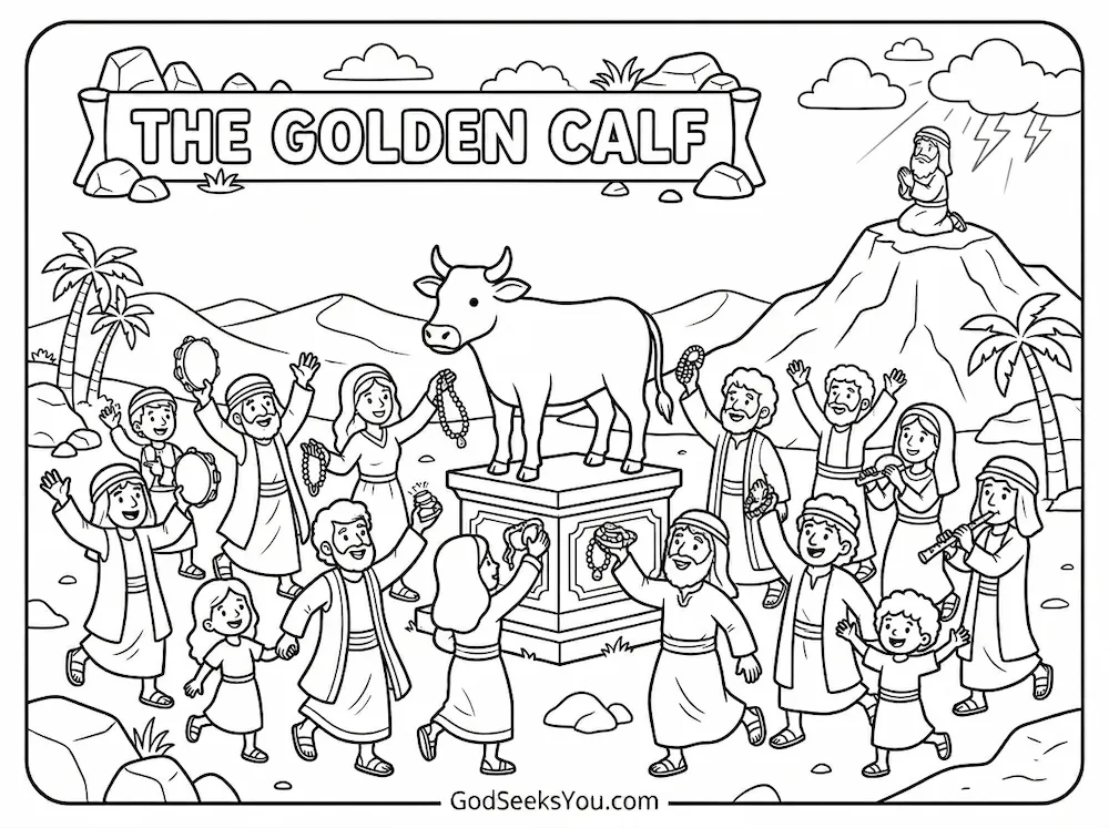 The Golden Calf — free printable Bible coloring page